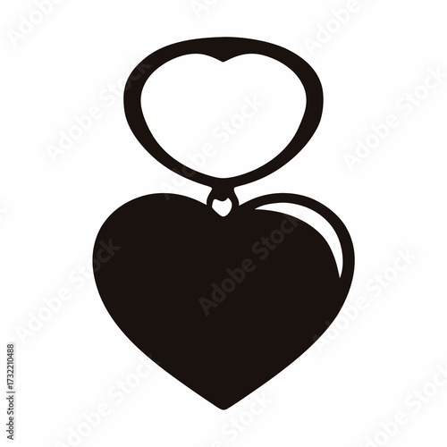 Abstract heart pendant with necklace in simple black and white design