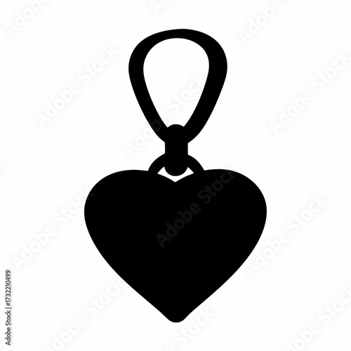 Black silhouette of a heart shaped pendant hanging from a chain