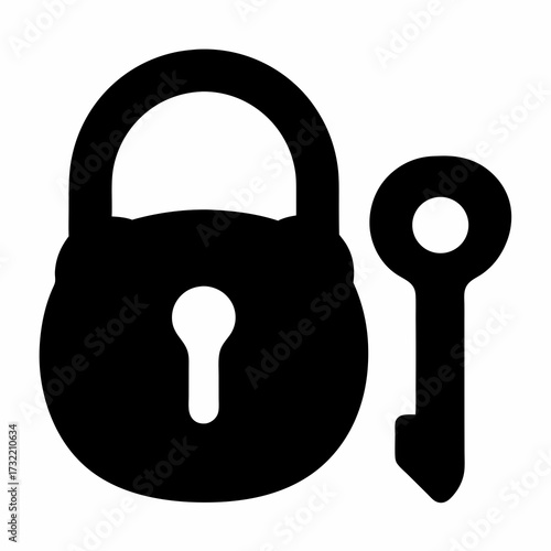 Black silhouette of a padlock and key representing security or privacy