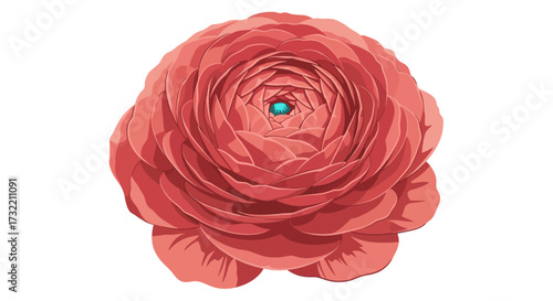 Stylized vector illustration of a lush, layered coral flower