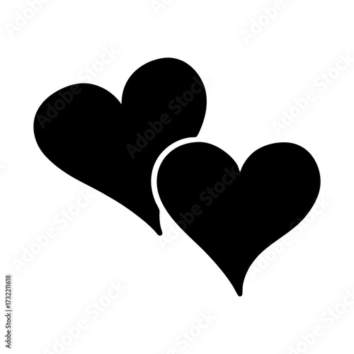 Two simple black heart shapes symbolizing love and affection in a relationship
