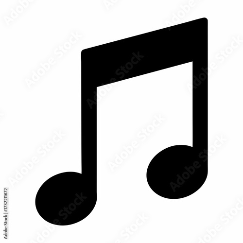 Black music note icon representing a musical element on white background
