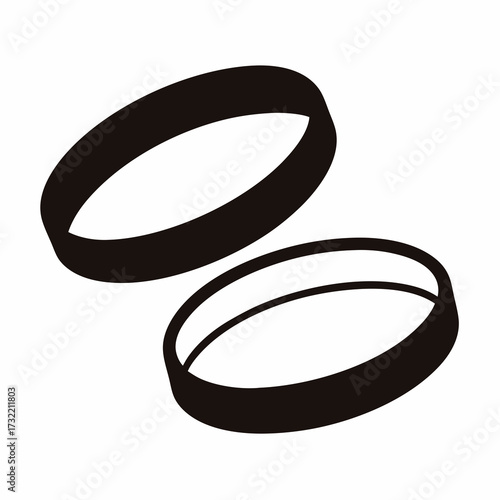 Minimalist illustration of two black rings on a clean white background