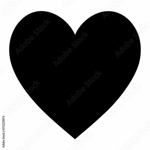 Simple black heart shape on white background representing love and affection