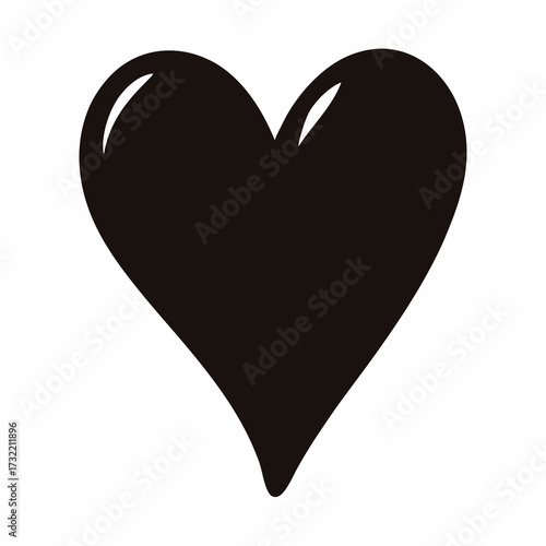 Simple solid black heart shape on a white background illustration image