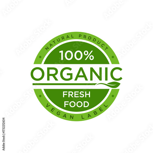 Label Design For Organic Food 100% Natural Quality Template Design 