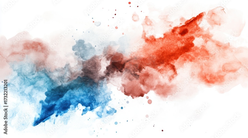 Obraz premium National Fine Art Appreciation Day. Vibrant abstract watercolor splash in red and blue hues