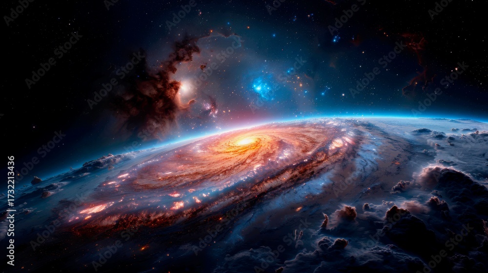 Fototapeta premium A top-down view of a galaxy that uncannily resembles a Christmas wreat