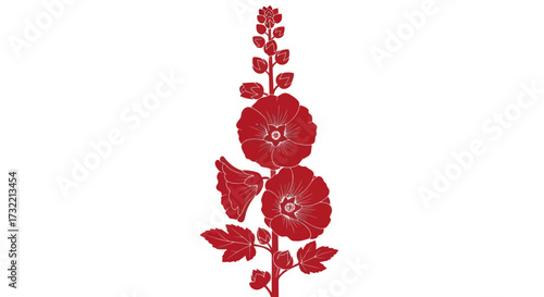 Red hollyhock silhouette
