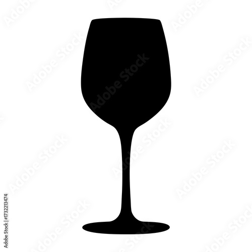 Elegant black silhouette of a wine glass against a stark white backdrop