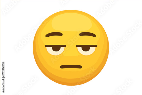 Rolling eyes emoji vector illustration. Annoyed, bored, and unimpressed yellow face icon. Sarcastic smiley character showing disapproval, skepticism, and indifference. Mood.