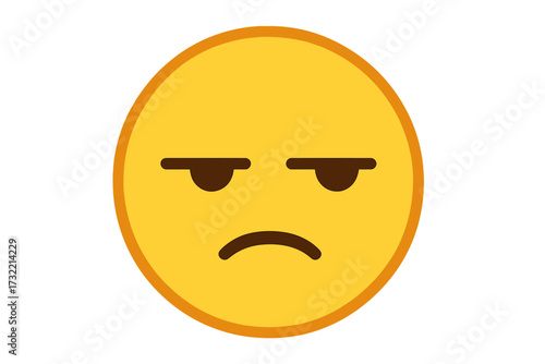 Unamused face emoji vector illustration. Bored, unimpressed emoticon icon showing disapproval and skepticism. Annoyed, sarcastic, judging facial expression with side-eye.
