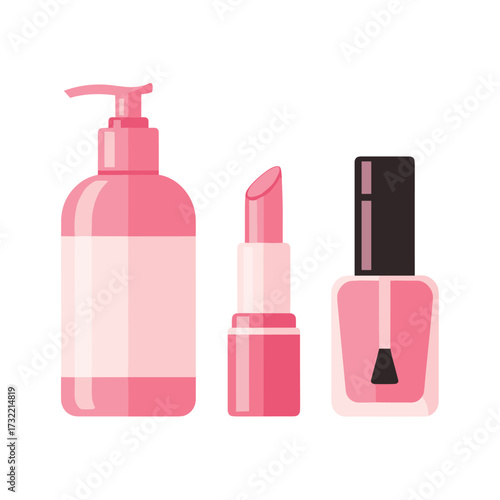 Pink beauty essentials for a modern, elegant lifestyle, perfect for cosmetic brands, beauty blogs, and self-care promotions