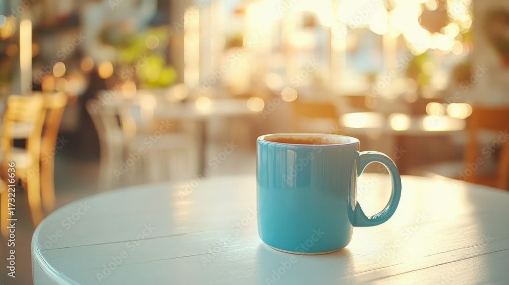 Fototapeta premium Cozy Coffee Experience in a Bright Café Setting