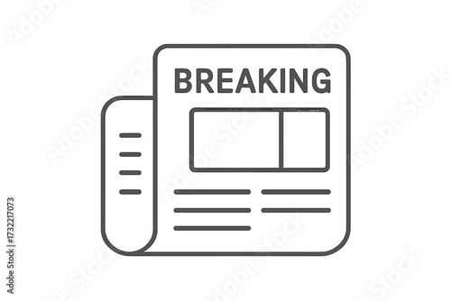 Newspaper line icon. Breaking news concept. Folded paper with headline symbol. Daily report, press, and media pictogram. Thin linear stroke vector for journalism and article.