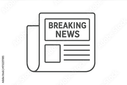 Breaking news vector line icon. Folded newspaper for daily news reports, articles, and journalism. Media, press, and publication concept. Gazette or bulletin symbol.