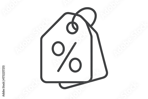 Sale tags vector icon. Linear stroke thin line illustration of price labels with a percentage sign. Concept for discount, special offer, shopping, promotion, bargain, clearance.