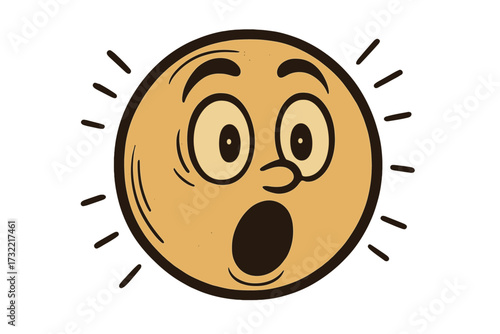 Vintage retro surprised emoticon. Vector emoji smiley icon illustration. Shocked face expression. Amazed wow character design for stickers and web. Old cartoon comic style.