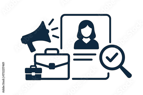 We are hiring background message. Employment recruitment and job opportunity. Staffing agency and headhunting concept. Find a candidate, resume review and selection process.