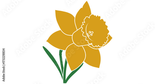 A golden daffodil illustration with green stems