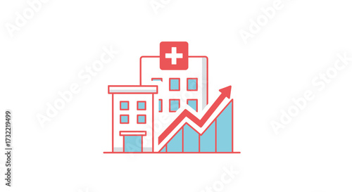 Illustrative depiction of rising healthcare industry financial performance metrics projection