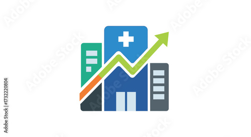 Growth in healthcare concept representing successful medical business or hospital expansion