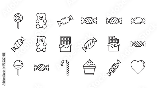 Set of candy icons simple line vector design perfect for confectionery store websites and sweet-themed applications
