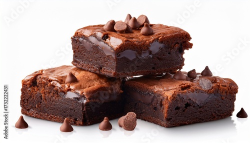 Delicious Chocolate Brownies Stack With Chocolate Chips Dessert Pastry Bakery Sweet Treat Isolated On Transparent Background
