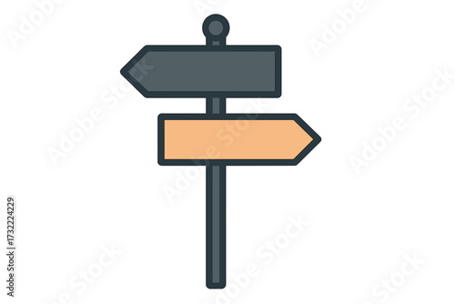 Career change concept. Old job versus new job direction signpost. Metaphor for choice, opportunity, crossroads, and decision making. Business strategy for future path.