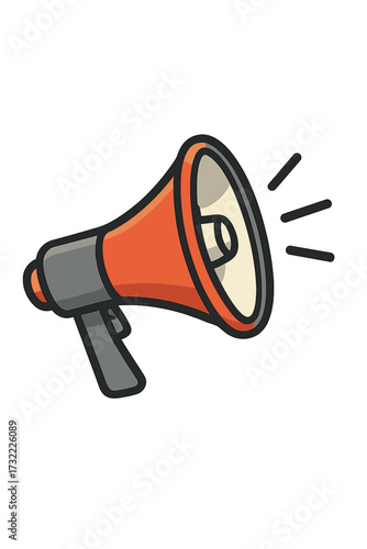 Megaphone vector icon for announcement. Loudspeaker for communication, promotion, and marketing. Attention symbol. Public alert and news broadcast cartoon illustration concept.
