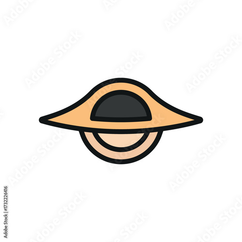 Black hole icon in color with line style for astronomy, cosmic, and stellar visuals.