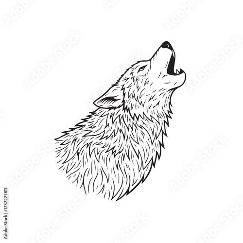 Wolf Howling Line Art