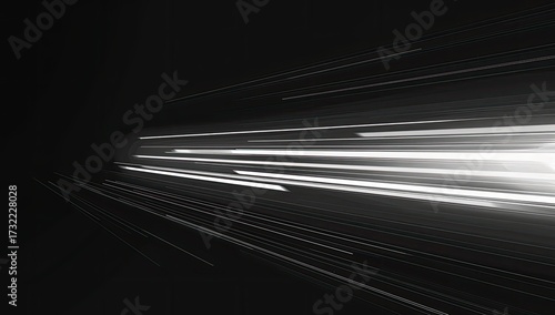 Light streaks motion blur in dark tunnel. Speed concept, future use