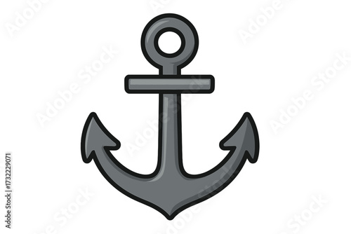 Anchor vector icon in a simple flat cartoon style. Nautical marine symbol for hope, stability, and safety. Maritime equipment for a boat or ship, isolated on a white background.
