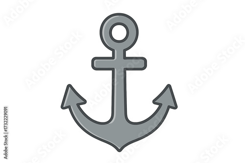 Gray anchor icon. Nautical marine symbol for stability and safety. Simple vector illustration for boat, ship, or sailor tattoo design. Vintage sea equipment element isolated.