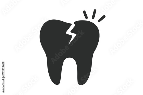 Broken tooth icon. Cracked tooth vector. Dental problem and toothache concept. Tooth decay, caries, damage, and pain. Oral hygiene and health care. Dentistry symbol isolated.