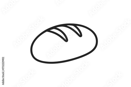 Bread loaf line icon. Simple vector pictogram for bakery, food blog, or grocery app. Minimalist black and white drawing for web design, banners, and social media posts.