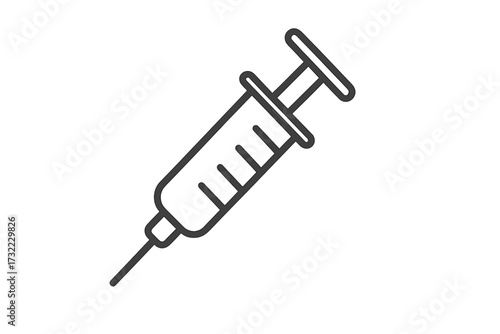 Syringe line icon. Minimal linear pictogram. Vaccination, injection, immunization concept. Health care, medical, medicine symbol. Vector for web, graphic design, apps, ui, ux.