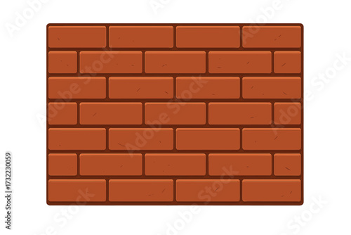 Red brick wall background vector illustration. Cartoon flat design graphic of a building surface. Grunge masonry texture pattern for construction or architecture concept.