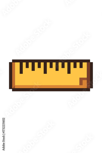 Ruler pixel art icon. Vector illustration of a measuring tool. School and education equipment symbol. Retro 8-bit game style length and distance meter graphic element.