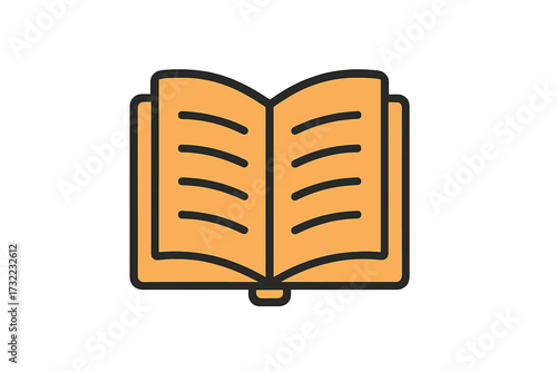 Open book vector icon for education and learning. Symbol of knowledge, literature, and study. Minimalist pictogram for library, school, or university. Simple flat line art logo.