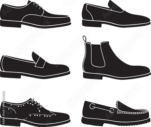 Black leather footwear collection shoes formal