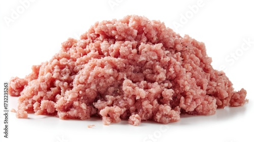 a pile of pink, crystalline substance, likely sugar, against a white background