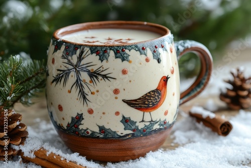 Wallpaper Mural Bird perched on cup in snow. Torontodigital.ca