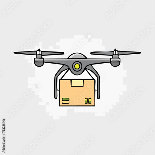 Efficient aerial delivery vector illustration, a technological flag for modern logistics; showcasing a drone carrying a package, representing fast and innovative e-commerce solutions