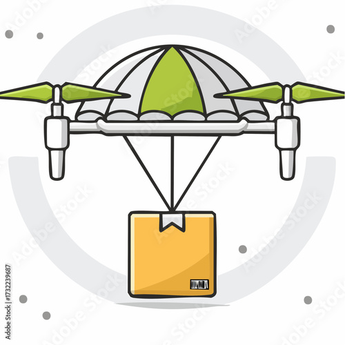 Drone Delivery Vector Fast Shipping Flag Illustration, Modern Transport