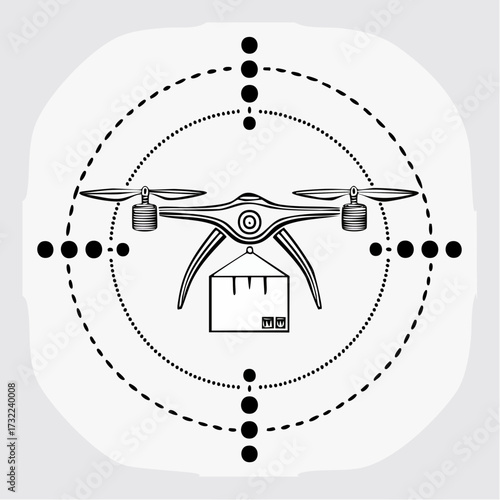 Unmanned aerial vehicle delivering parcels, a key vector in future logistics, proudly representing a digital flag for expedited and precise shipping solutions
