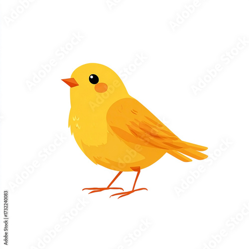Cheerful Yellow Bird Illustration on a Clean White Background in Cartoon Style
