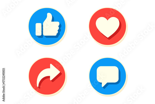 Social Media Engagement Icons Thumbs Up Heart Share Comment Expressing Approval Interaction and Connection Isolated on Transparent Background