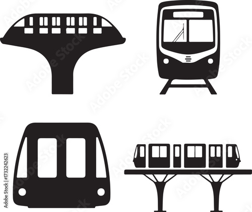 Elevated trains and monorail vehicles public transport